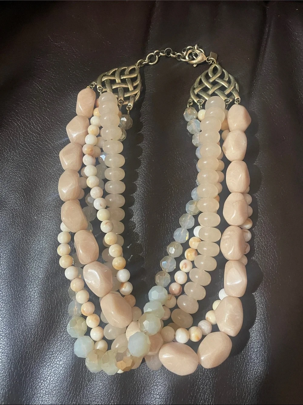 Banana Republic Multi-Strand Peach and Cream Bead Necklace